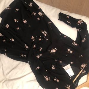 ALC black with floral patter V Neck dress